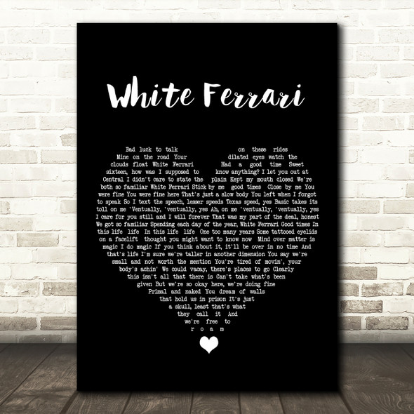 Frank Ocean White Ferrari Black Heart Song Lyric Art Print
