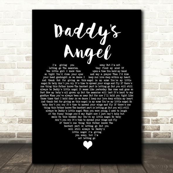 Tony Carter Daddy's Angel Black Heart Song Lyric Art Print