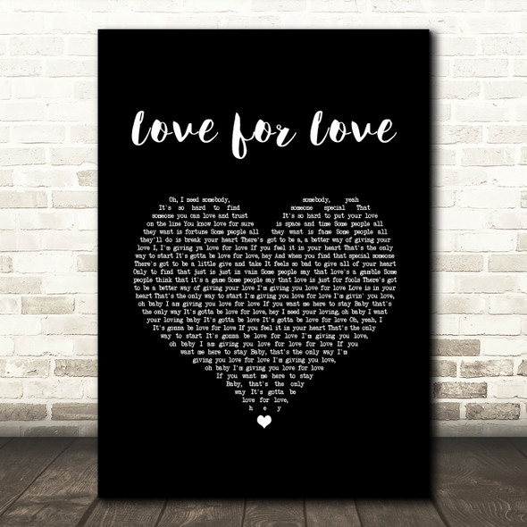 Robin S Love for Love Black Heart Song Lyric Art Print