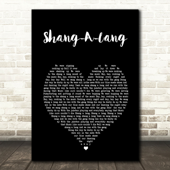 Bay City Rollers Shang-A-Lang Black Heart Song Lyric Art Print