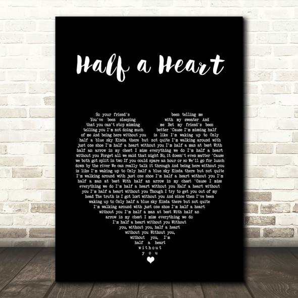 One Direction Half a Heart Black Heart Song Lyric Art Print