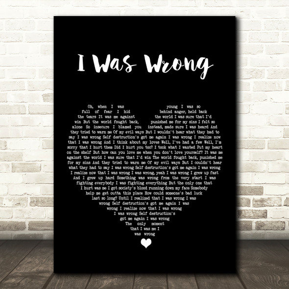 Social Distortion I Was Wrong Black Heart Song Lyric Art Print