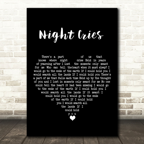 Arctic Lake Night Cries Black Heart Song Lyric Art Print