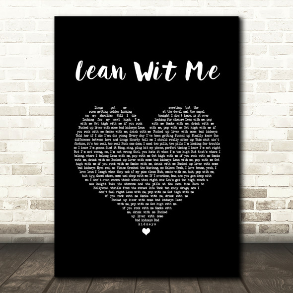 Juice WRLD Lean Wit Me Black Heart Song Lyric Art Print