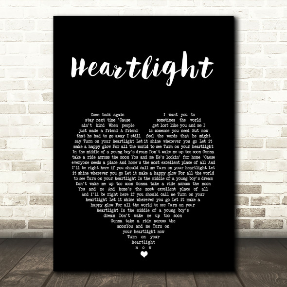 Neil Diamond Heartlight Black Heart Song Lyric Art Print