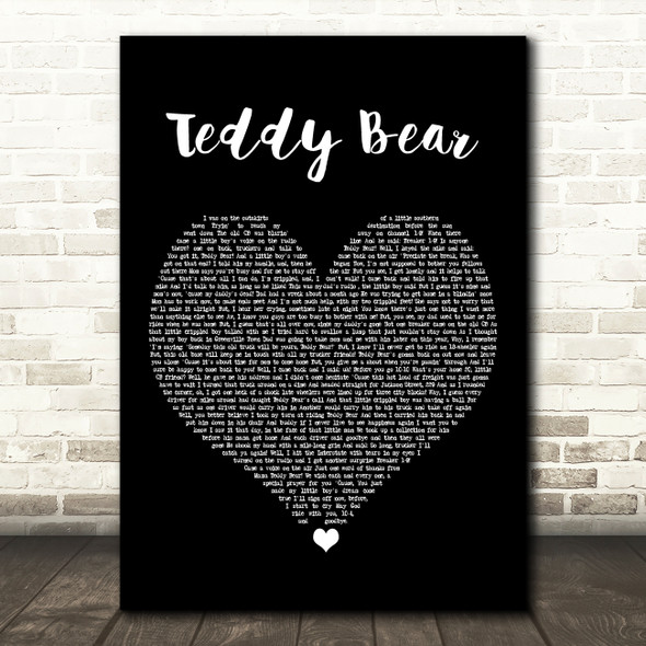 Red Sovine Teddy Bear Black Heart Song Lyric Art Print