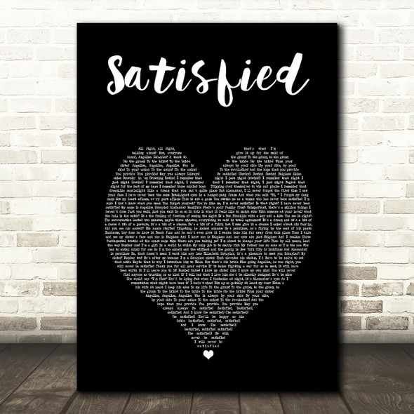 Original Broadway Cast of Hamilton Satisfied Black Heart Song Lyric Art Print