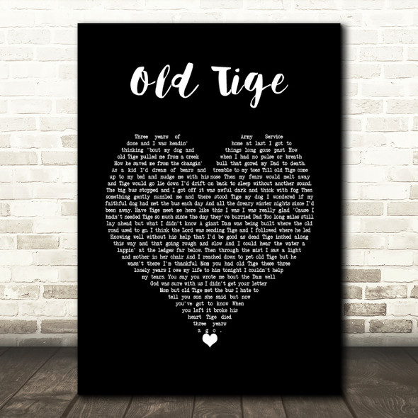 Jim Reeves Old Tige Black Heart Song Lyric Art Print