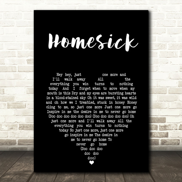 The Cure Homesick Black Heart Song Lyric Art Print