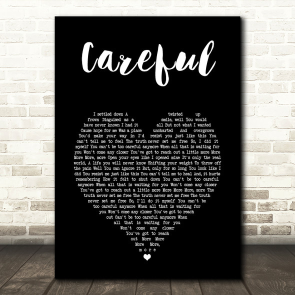 Paramore Careful Black Heart Song Lyric Art Print