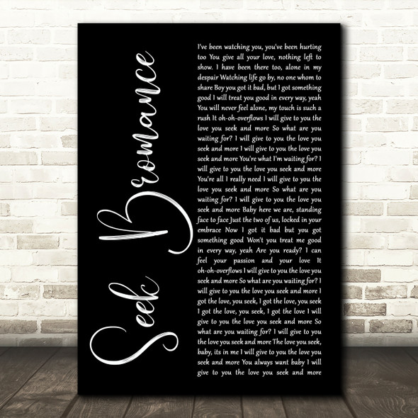 Tim Berg Seek Bromance Black Script Song Lyric Art Print