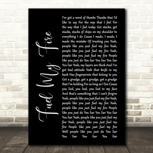 The Prodigy feat. Saffron Fuel My Fire Black Script Song Lyric Art Print