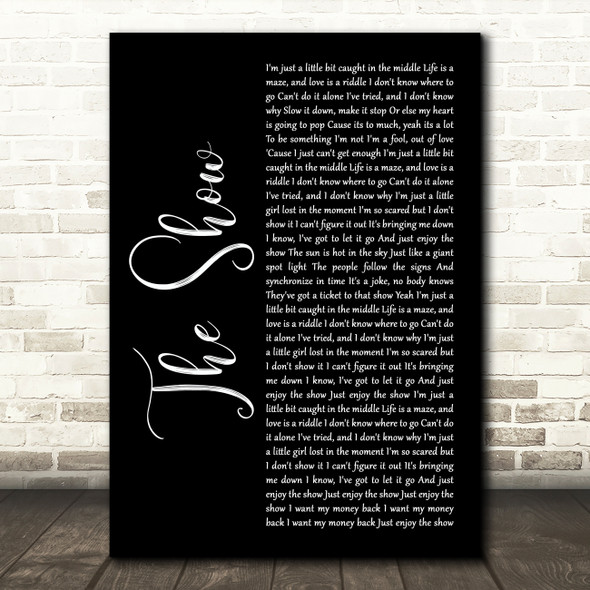 Lenka The Show Black Script Song Lyric Art Print