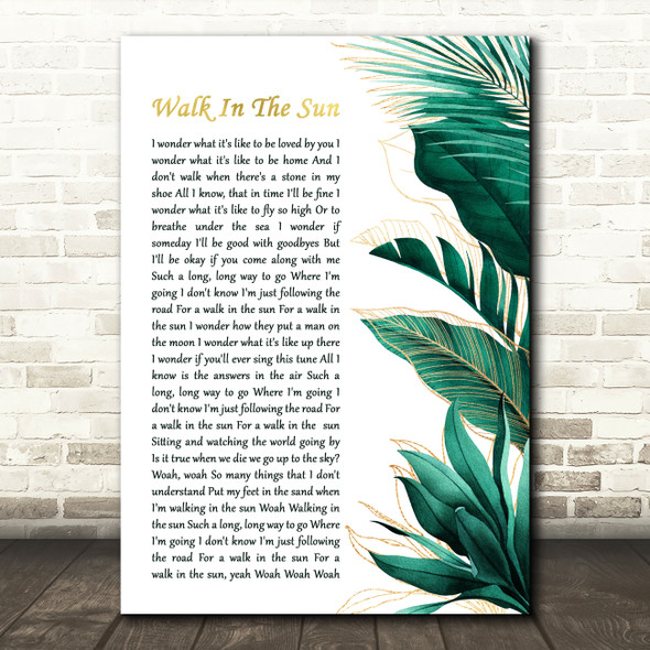 McFly Walk In The Sun Gold Green Botanical Leaves Side Script Song Lyric Art Print