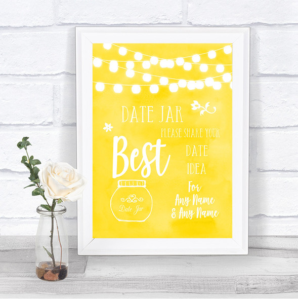 Yellow Watercolour Lights Date Jar Guestbook Personalized Wedding Sign