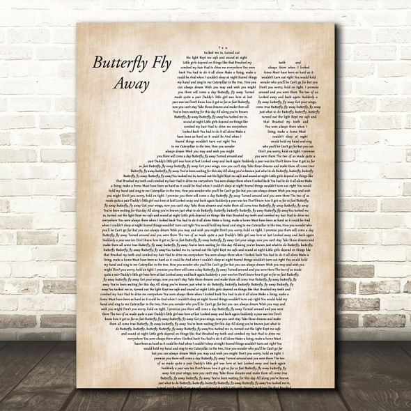Miley Cyrus Butterfly Fly Away Father & Baby Song Lyric Art Print