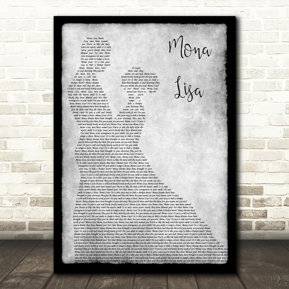 Nat King Cole Mona Lisa Grey Man Lady Dancing Song Lyric Art Print