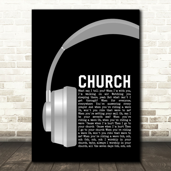 Coldplay Church Grey Headphones Song Lyric Art Print