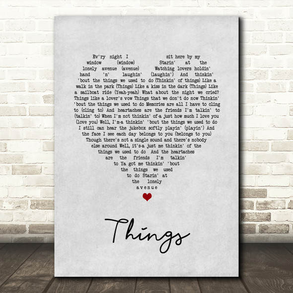 Robbie Williams Things Grey Heart Song Lyric Music Art Print
