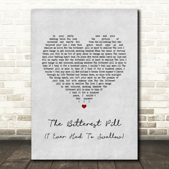 The Jam The Bitterest Pill (I Ever Had To Swallow) Grey Heart Song Lyric Art Print