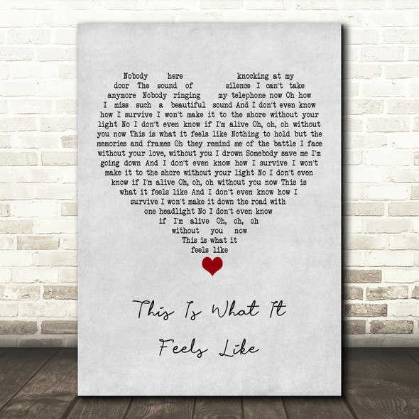 Armin Van Buuren This Is What It Feels Like Grey Heart Song Lyric Art Print