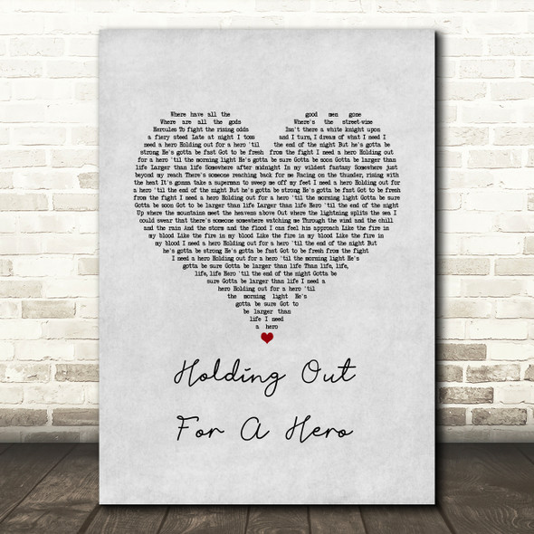 Bonnie Tyler Holding Out For A Hero Grey Heart Song Lyric Art Print