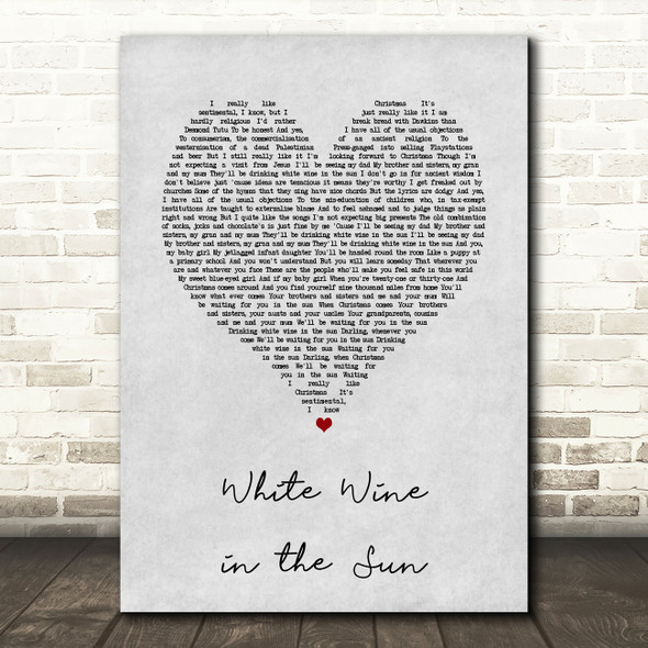 Tim Minchin White Wine in the Sun Grey Heart Song Lyric Art Print