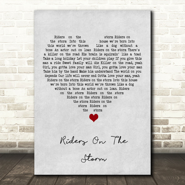 The Doors Riders On The Storm Grey Heart Song Lyric Art Print