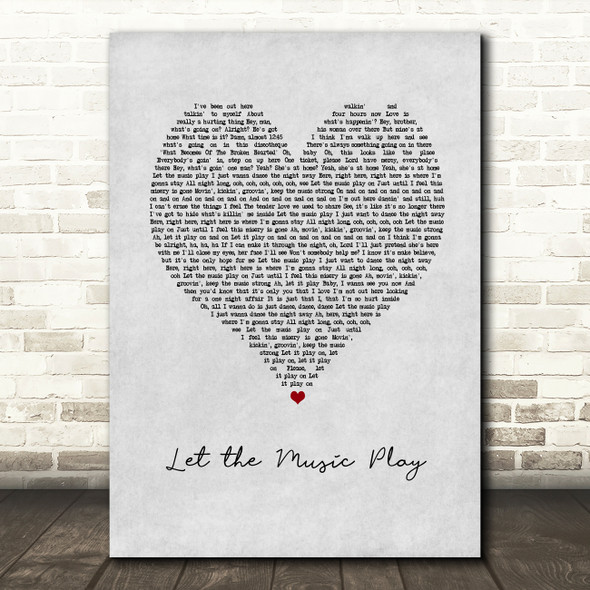Barry White Let the Music Play Grey Heart Song Lyric Art Print
