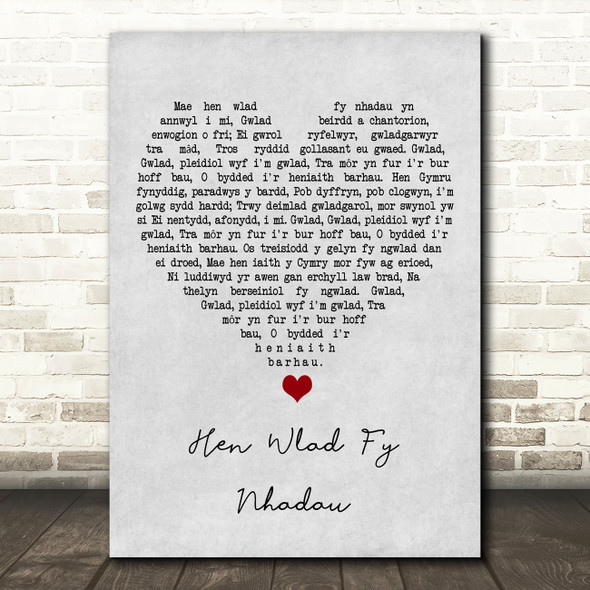 James James Hen Wlad Fy Nhadau Grey Heart Song Lyric Art Print