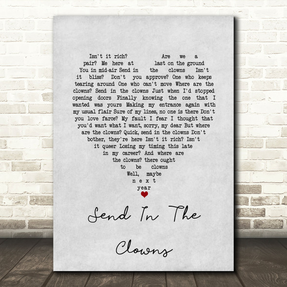 Cleo Laine Send In The Clowns Grey Heart Song Lyric Art Print