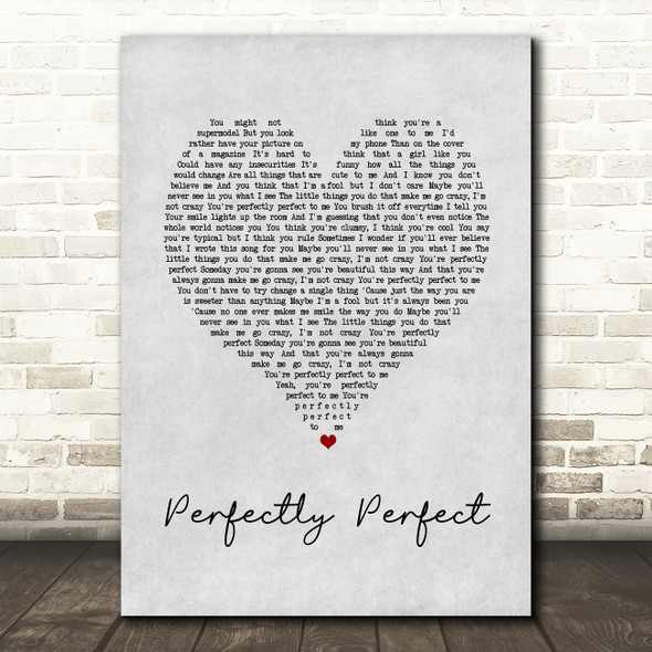 Simple Plan Perfectly Perfect Grey Heart Song Lyric Art Print