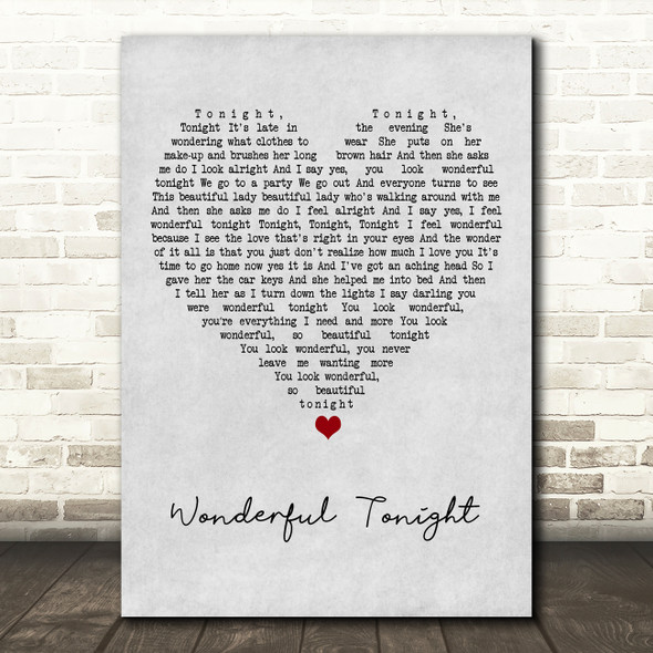 Damage Wonderful Tonight Grey Heart Song Lyric Art Print