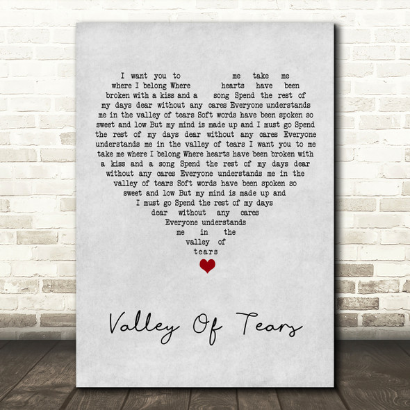 Buddy Holly Valley Of Tears Grey Heart Song Lyric Art Print