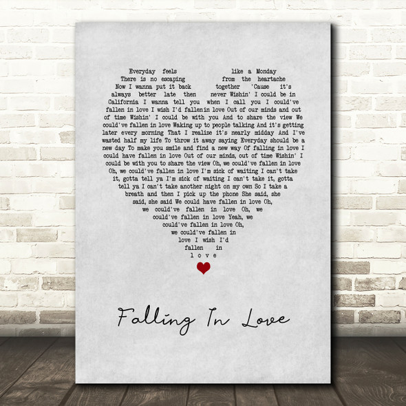 McFly Falling In Love Grey Heart Song Lyric Art Print