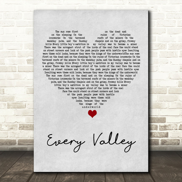 Public Service Broadcasting Every Valley Grey Heart Song Lyric Art Print