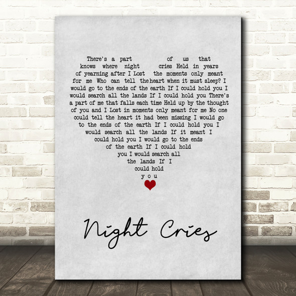 Arctic Lake Night Cries Grey Heart Song Lyric Art Print
