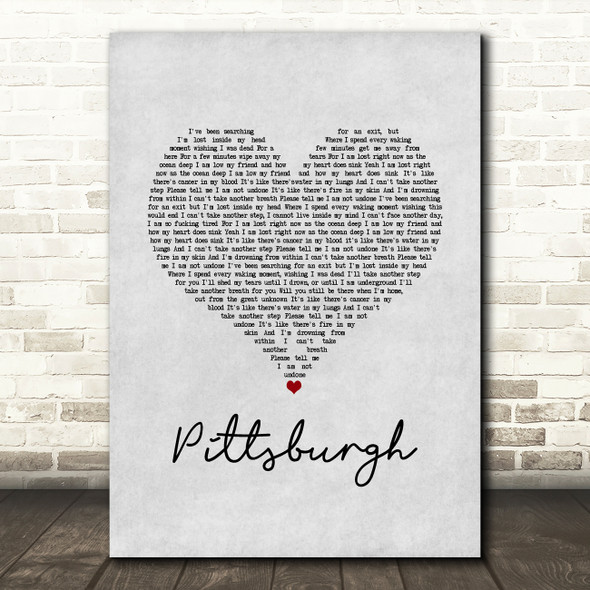 The Amity Affliction Pittsburgh Grey Heart Song Lyric Art Print