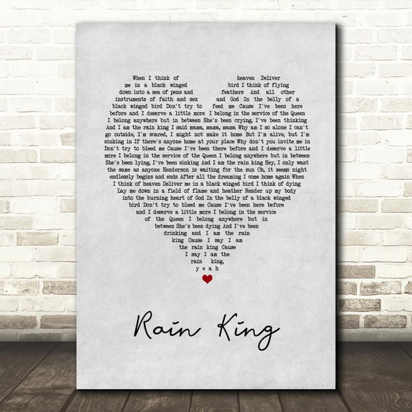 Counting Crows Rain King Grey Heart Song Lyric Art Print