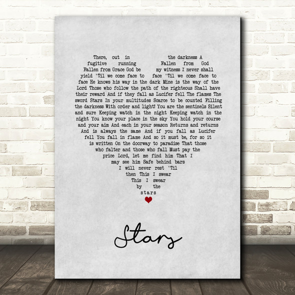 Michael Ball Stars Grey Heart Song Lyric Art Print