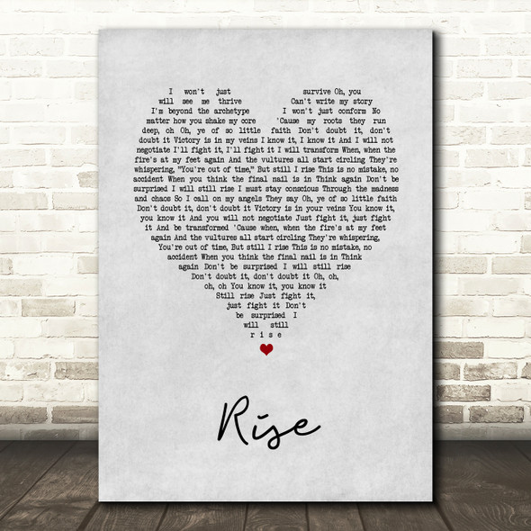 Katy Perry Rise Grey Heart Song Lyric Art Print