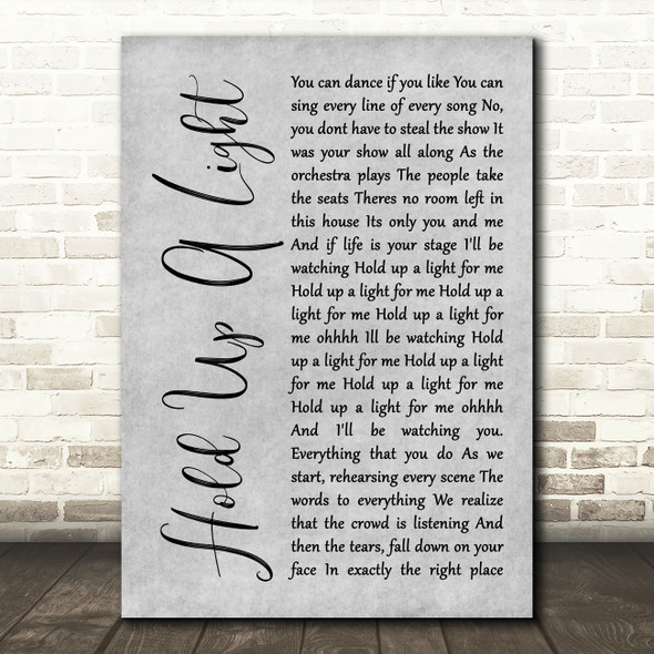 Take That Hold Up A Light Grey Rustic Script Song Lyric Art Print