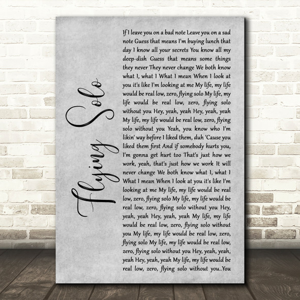 Julie and the Phantoms Cast Flying Solo Grey Rustic Script Song Lyric Art Print