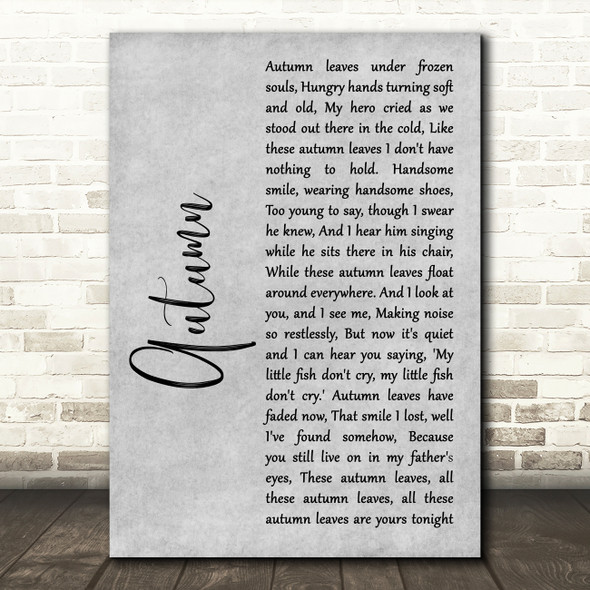 Paolo Nutini Autumn Grey Rustic Script Song Lyric Art Print