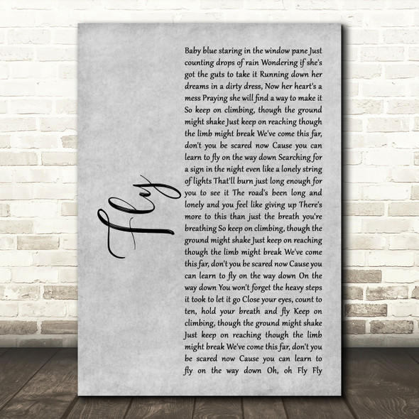 Maddie & Tae Fly Grey Rustic Script Song Lyric Art Print