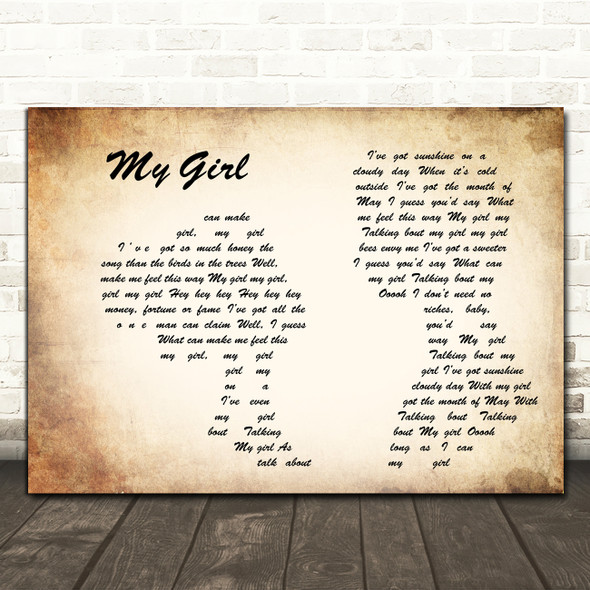 The Temptations My Girl Man Lady Couple Song Lyric Art Print