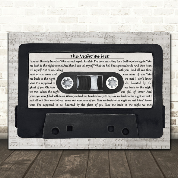 Lord Huron The Night We Met Music Script Cassette Tape Song Lyric Art Print