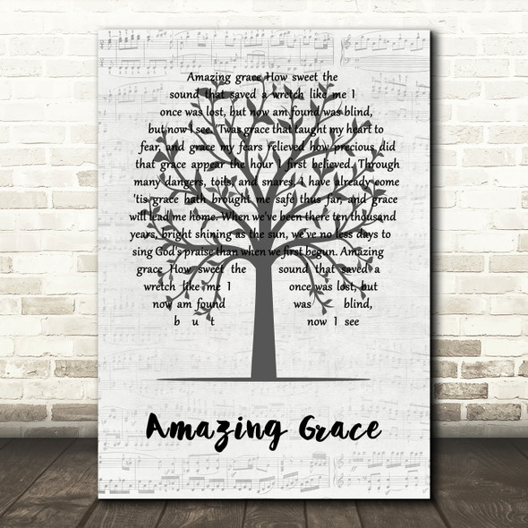 Alan Jackson Amazing Grace Music Script Tree Song Lyric Art Print