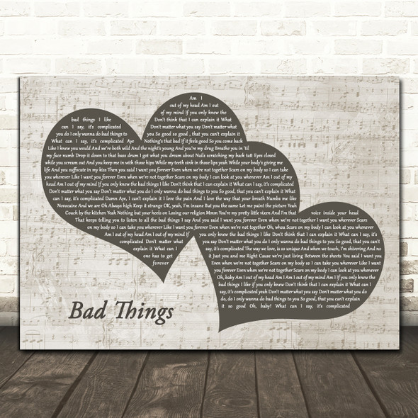 Machine Gun Kelly & Camila Cabello Bad Things Landscape Music Script Two Hearts Song Lyric Art Print