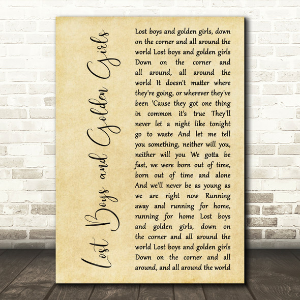 Jim Steinman Lost Boys and Golden Girls Rustic Script Song Lyric Art Print